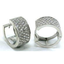 Good Quality Jewelry 3A White CZ 925 Silver Earring (E6490)